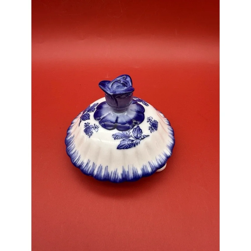 Vintage Delft Blue Teapot Raised Tulips Holland Hand Painted